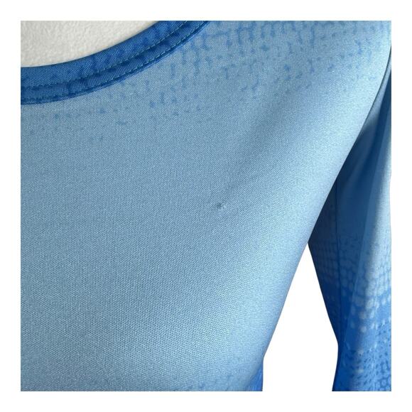 Vintage Lanvin Maxi Dress Gown Retro Blue Long Sleeve Geometric Retro Funky Sz 6 - Picture 3 of 15